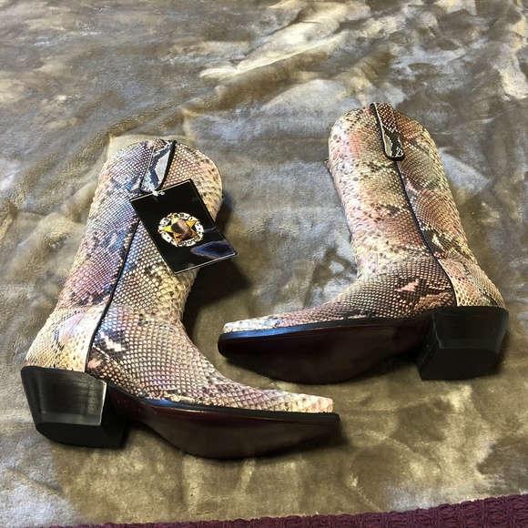 Multicolor Python Exotic Snakeskin Cowboy boots - Picture 3 of 4